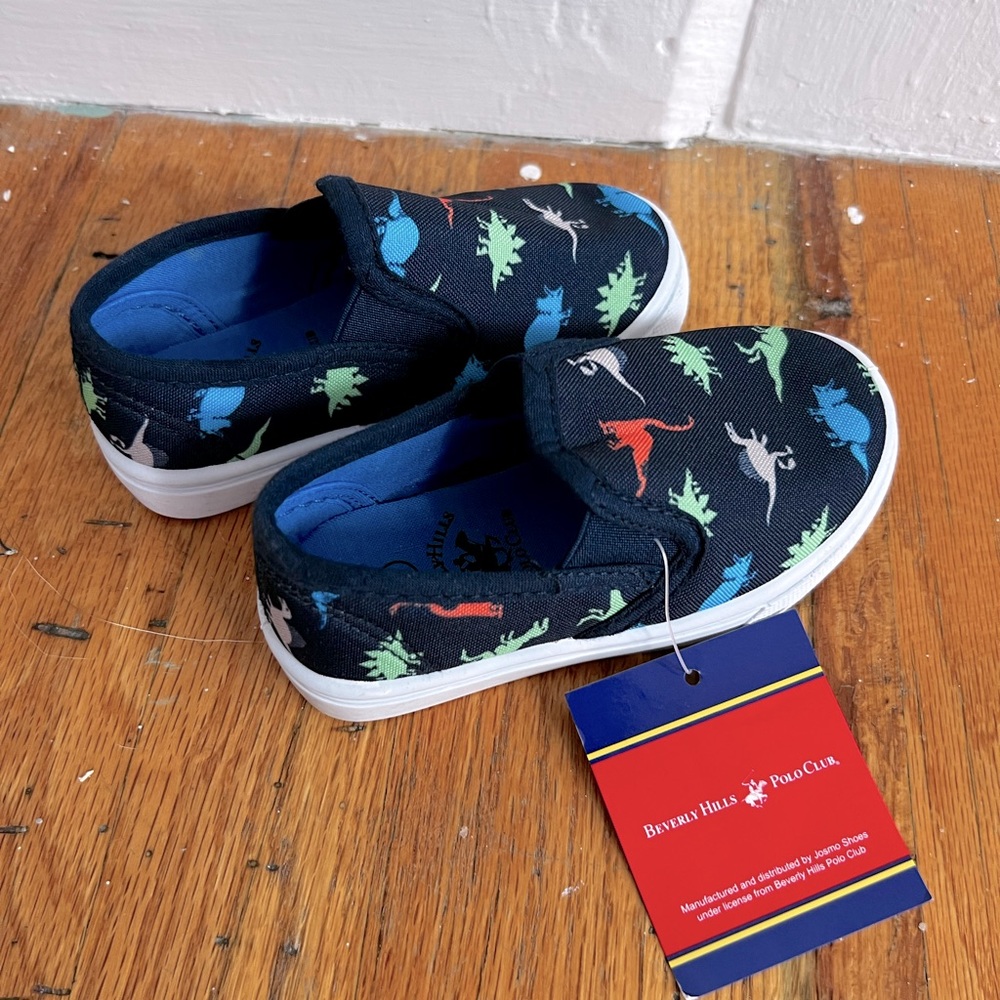 Size 5 toddler slip on dinosaur Polo Club shoes